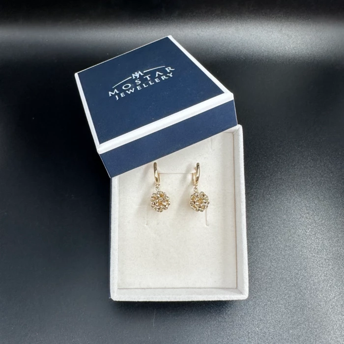 Серьги с шариками из желтого золота