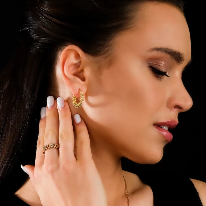 Серьги кольца золотые 585 пробы
