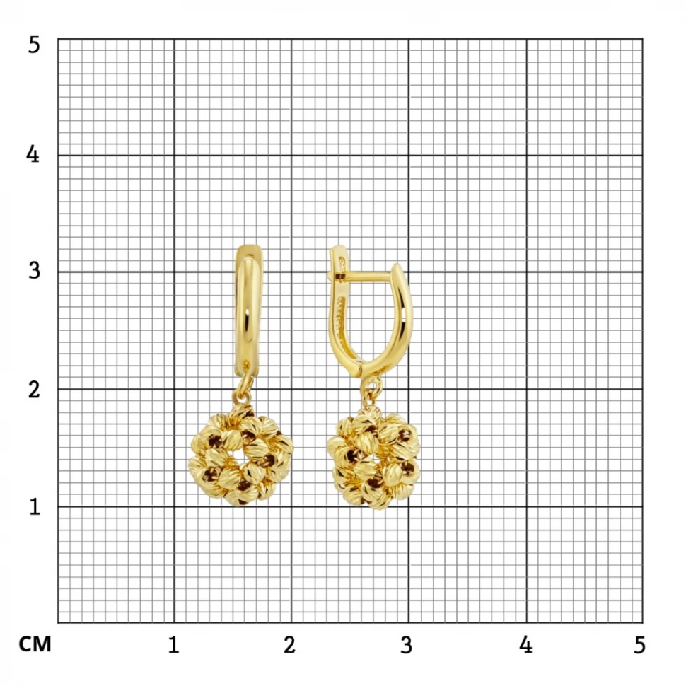 Серьги с шариками из желтого золота