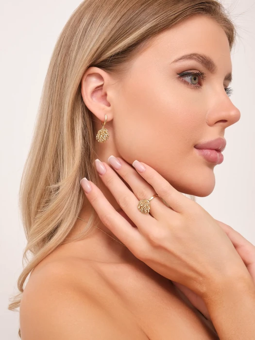 Серьги ежики из желтого золота