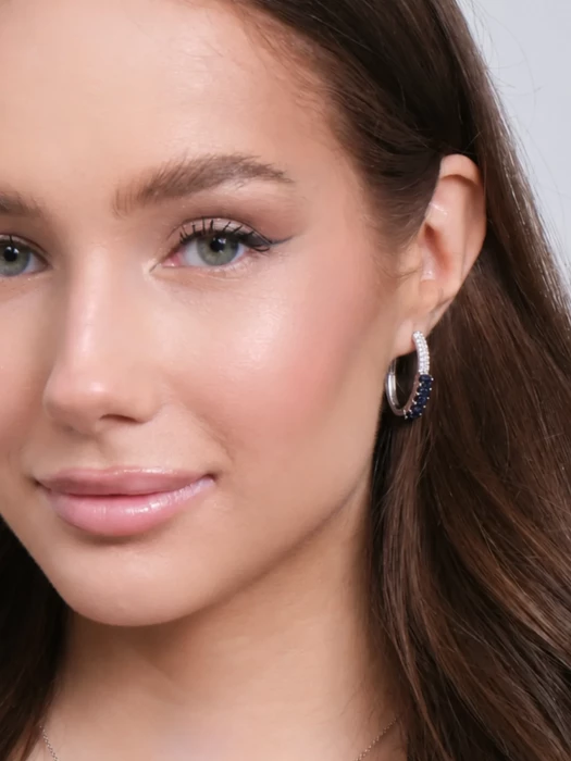 Серьги с бриллиантами и сапфирами