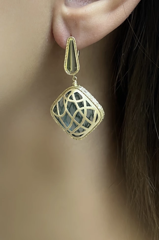 Серьги из золота с кварцем