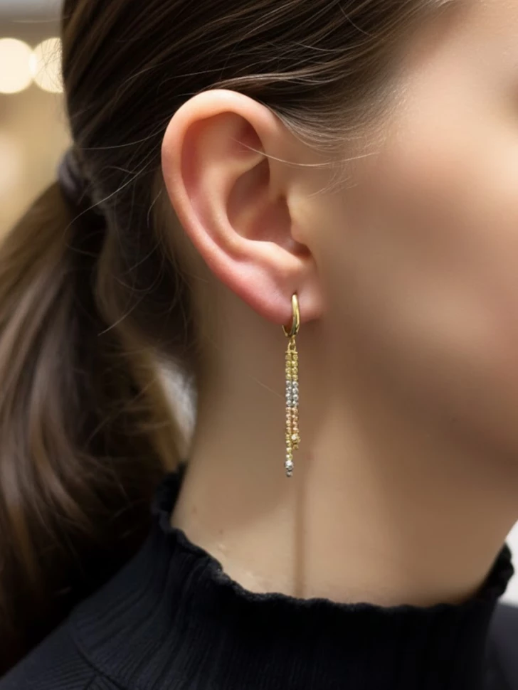Серьги длинные из золота