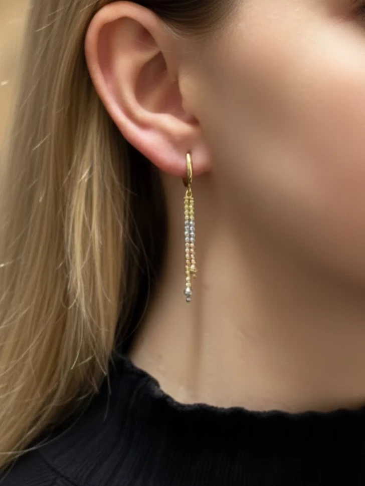 Серьги длинные из золота