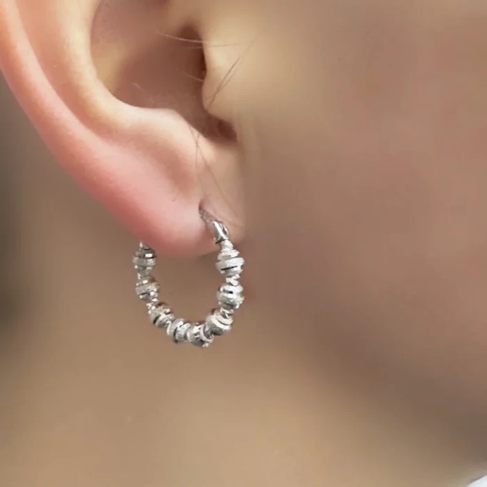 Серьги-конго с шариками из белого золота