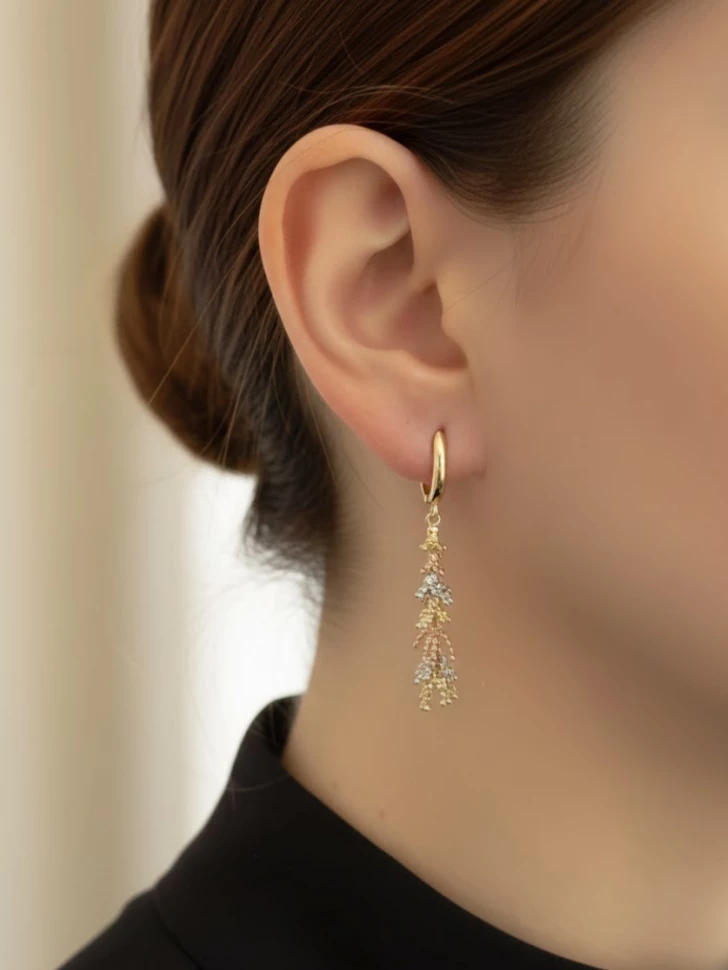 Серьги из комбинированного золота